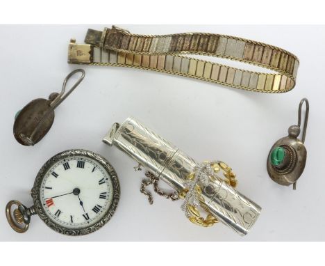 Small quantity of 925 and hallmarked silver including a fob watch, 36g excluding watch. P&amp;P Group 1 (£14+VAT for the firs