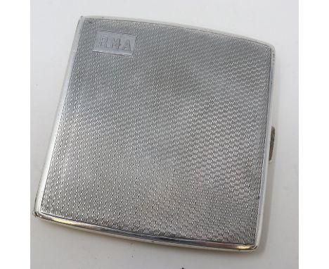 Hallmarked silver cigarette case, with gilt interior, Birmingham assay, 90 x 80 mm, 91g. P&amp;P Group 1 (£14+VAT for the fir