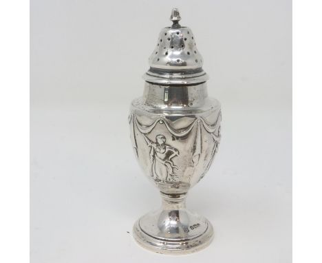 Hallmarked silver pepperette, Sheffield assay, H: 11 cm, 56g. P&amp;P Group 1 (£14+VAT for the first lot and £1+VAT for subse