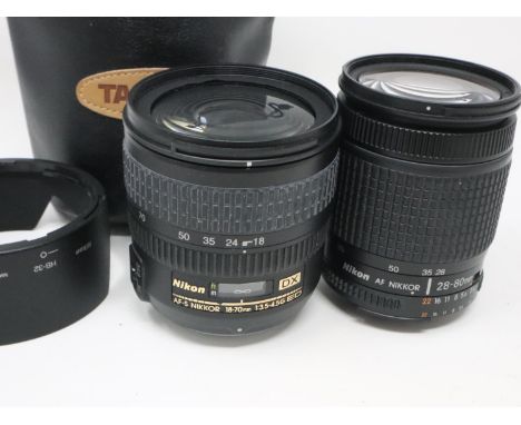 Nikon AF-S Nikon 18-70 mm lens and a Nikon AF-Nikon 28-80mm lens. P&amp;P Group 1 (£14+VAT for the first lot and £1+VAT for s