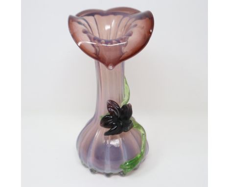 Stourbridge purple art glass vase, H: 19 cm. P&amp;P Group 2 (£18+VAT for the first lot and £3+VAT for subsequent lots) 