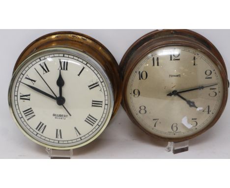 Ferranti brass cased electric wall clock and a further brass cased wall clock (2). Not available for in-house P&amp;P 