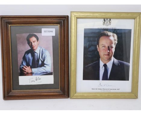 Tony Blair and David Cameron signed pictures. P&amp;P Group 1 (£14+VAT for the first lot and £1+VAT for subsequent lots) 