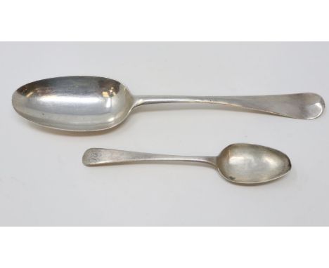 Two hallmarked silver spoons, including a Georgian example, combined 61g. P&amp;P Group 1 (£14+VAT for the first lot and £1+V