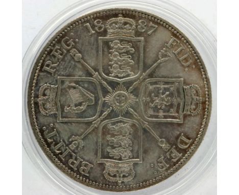 1887 silver double florin of Queen Victoria. P&amp;P Group 0 (£5+VAT for the first lot and £1+VAT for subsequent lots) 