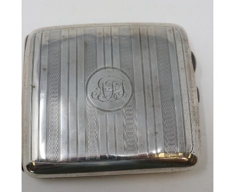 Hallmarked silver cigarette/card case, Birmingham assay, maker DBH, 9 x 10 cm, 94g. P&amp;P Group 1 (£14+VAT for the first lo