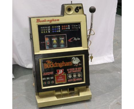 Buckingham single pull slot machine with keys ( keys in office ), lights up and works. Not available for in-house P&amp;P 