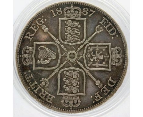 1887 silver double florin of Queen Victoria. P&amp;P Group 0 (£5+VAT for the first lot and £1+VAT for subsequent lots) 