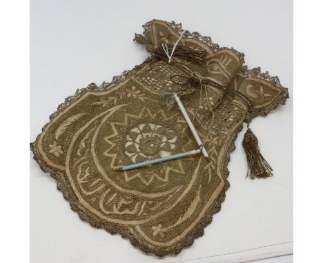 Late Victorian/Edwardian ladies draw string bag. P&amp;P Group 1 (£14+VAT for the first lot and £1+VAT for subsequent lots) 