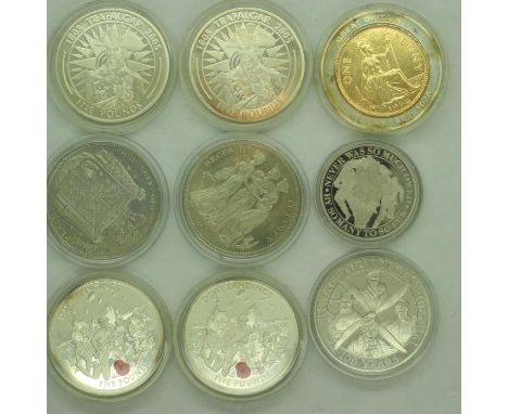 Mixed proof coins, including D-Day Landings (Gibraltar), History of British Currency, 1834 &amp; 1835 restrike crowns, RAF ce