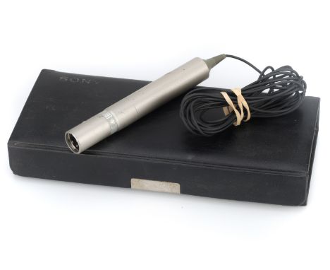 A Sony ECM-77B Lavalier Microphone, black, G, XLR socket, in a maker's case. The ECM77-B is a mіnіаturе оmnі-dіrесtіоnаl lаvа