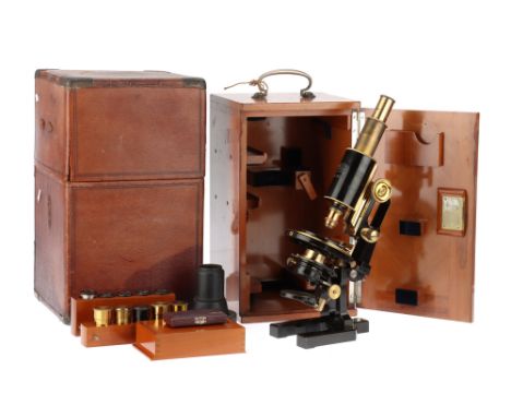 A Large Zeiss Jug Handle Microscope, German, c.1900, engraved to the body tube 'CARL ZEISS JENA Nr. 43277' and engraved on th