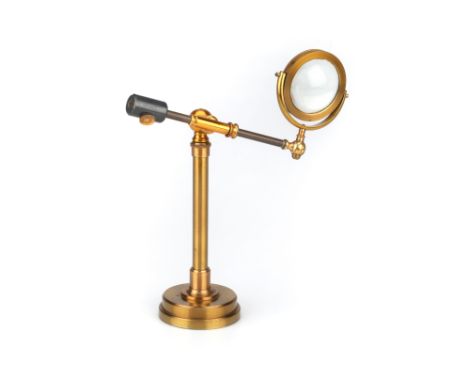 Large &amp; Fine Microscope Table Condenser, English, c.1880, unsigned, heavy stepped base with telescopic upright, bulls-eye