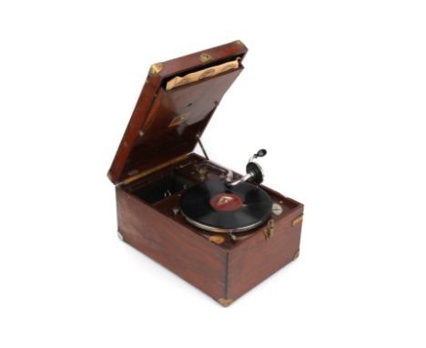 His Masters Voice, Gramophone Model 112 - Colonial Model, rconstructed of polished wood with all chrome fittings inside and b