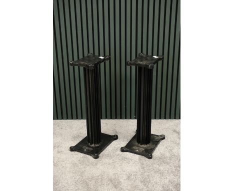 A Pair of Acoustic Energy Speaker Stands, for AE1, black, dated 1988 to base, overall height 64cm