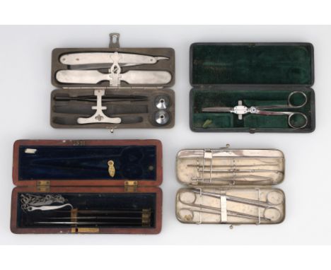 Four Cased Surgical Instruments, including: an English, 1870-1901, steel hare-lip forcep, by S.Maw, Son &amp; Thompson, with 