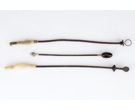 2 19th Century Probangs, 2 19th Century, probangs with gum elastic shaft, expanding horsehair section terminating in sponge t