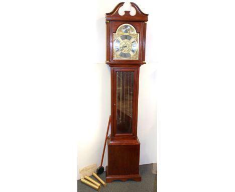 A modern mahogany Granddaughter clock, H. 175cm.