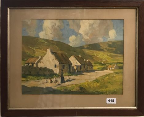 A 1930's oak framed lithograph by Maurice Canning Wilks (Irish 1910 -1984) framed size 55 x 44cm.