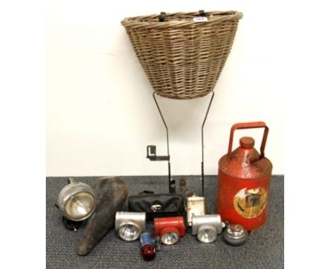 A quantity of vintage bicycle items.