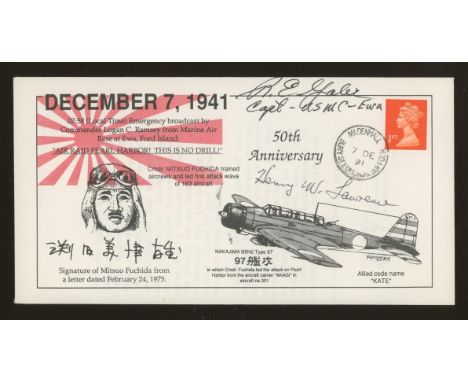 1991 Pearl Harbor cover signed by Henry Lawrence &amp; Major Robert Edward Gaier. Unaddressed, fine.