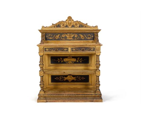 A NORTH ITALIAN CARVED GILTWOOD AND POLYCHROME PAINTED BUFFET  BY GAETANO GOSI (1835-92) AND ANGELO QUERCI (1838-CIRCA 1900),
