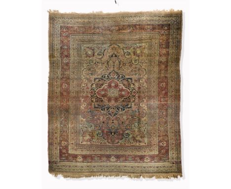 A KERMAN CARPET  approximately 350cm x 288cm   Condition Report:  As illustrated carpet with significant wear overall consist
