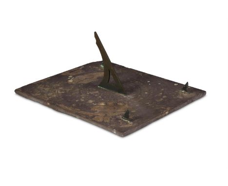 AN EARLY VICTORIAN SCOTTISH FIVE DIAL SLATE HORIZONTAL SUNDIAL  BY RICARDUS MELVILLE, GLASGOW, DATED 1845  Of rectangular for