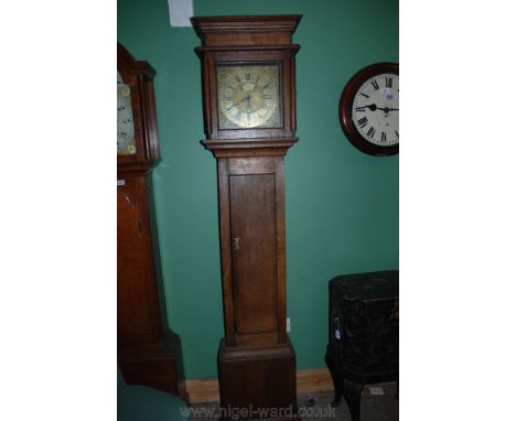 A Georgian Oak and Mahogany cased Longcase Clock by William Charles of Chepstow, country in style, having moulded cornice to 