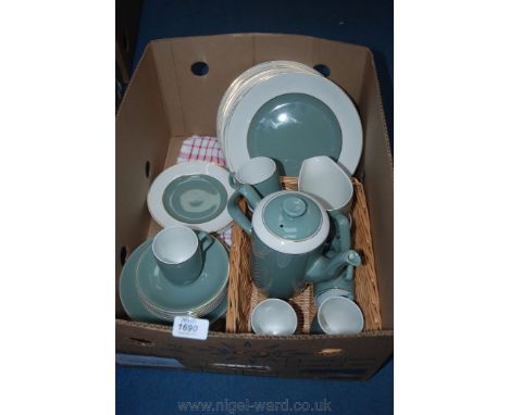 A Bristol Pottery Dinner/Coffee Set including nine Dinner Plates, six each of Plates, Bowls, Coffee Cups and saucers, Coffee 