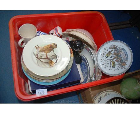 A large quantity of china including Spode Plate depicting horses by Susie Whitcombe, boxed Royal Worcester Plate 'The Changin