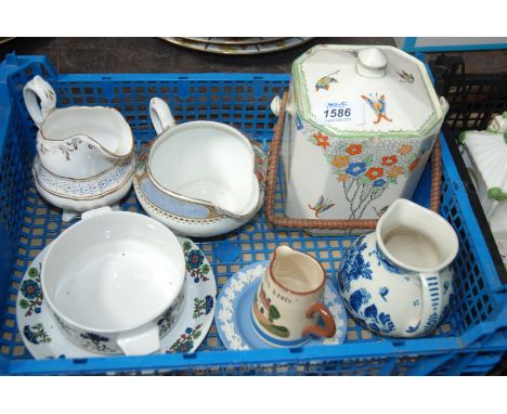 A box of assorted ceramics including Midwinter, Wedgwood, Delfts Blauw, Crown Devon, etc.