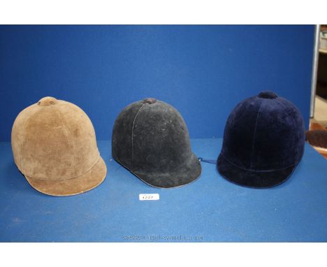 Three vintage riding Hats including Castle brand, The Stamford and The Super Chiltern