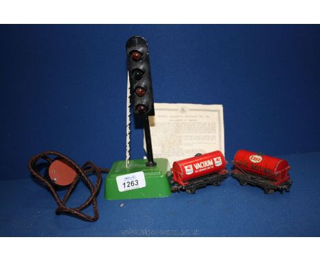 A model railway Signals No. 730 with instructions and two Esso Royal Daylight Paraffin Trucks