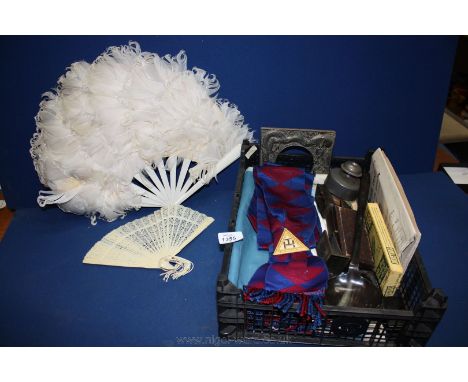 A quantity of Royal Arch Chapter (Masons) memorabilia including two aprons, sash and white gloves and a box including bone la