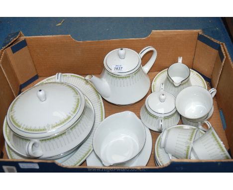 A Noritake 'Green point' part Dinner and tea service including tureen, bowl, cups and saucers, milk jug, teapot, etc