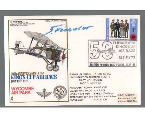 Gerhard Fieseler signed S9a 50th anniversary of the Kings Cup Air Race cover. Variant no 11 of 26. WW1 ace and aerobatic cham