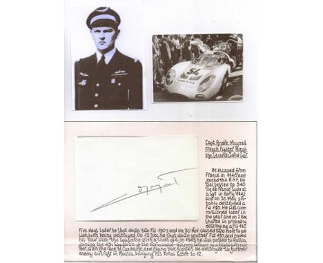 Signature of Free French fighter ace Capitaine Andre Moynet. Flew with 340 'Isle de France' Squadron then volunteered to join