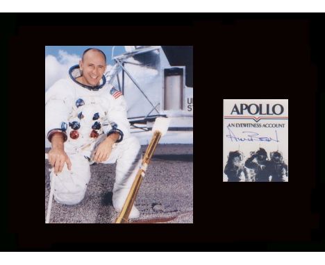 Apollo 12. Second Moonlanding. Signed ‘Apollo’ bookplate by Alan Bean with WSS portrait. Professionally mounted in black to 1