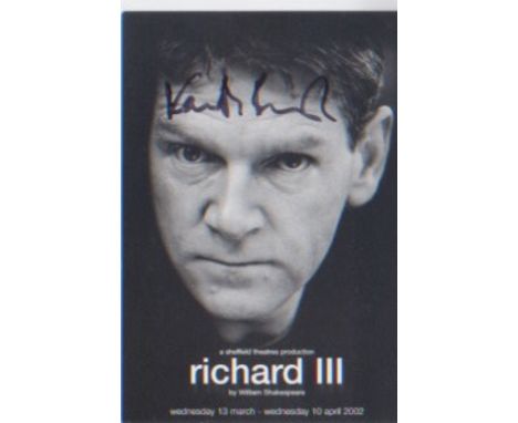 Kenneth Branagh. Postcard sized portrait from “Richard III.” Excellent. Est £5-7