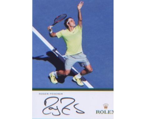 Roger Federer. P/C sized picture in action playing tennis. Excellent. Est £15-20