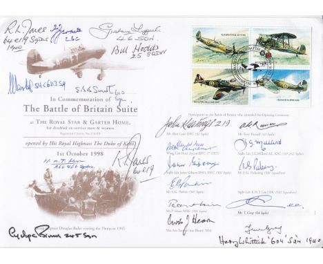 20 Battle of Britain pilots signed 1998 cover signed by R Jones 64 Sqn, Graham Leggett 46 Sqn, Flt Lt Kudwig Martel 603 Sqn, 