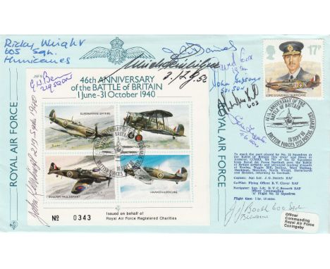 Battle of Britain Multisigned cover 46th ann BOB JSF9 signed by Ulrich Steinhilper, R Wright 605 Sqn, G Benn 219 Sqn, John Ke