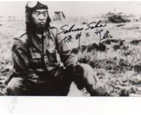 Lieutenant Saburo Sakai who Signed the15 x 10 cm Photo was described as the Greatest Japanese Ace [ 64 Victories]. Condition 