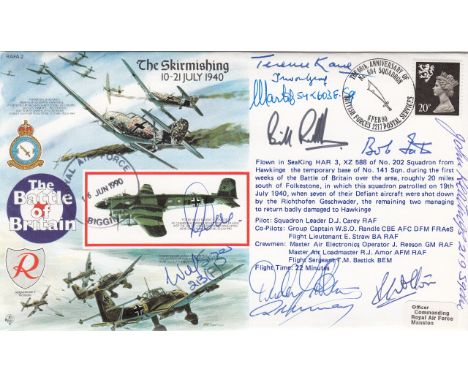 Battle of Britain Multisigned cover RAFA2 The Skirmishing signed by Bob Doe, Terence Kane, L Martell, Bob Foster, Wilf Sizer,