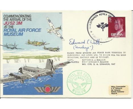 P/O E. P "Hawkeye" Wells DSO DFC*, 1978 Arrival of JU52 at the RAF Museum cover, signed by New Zealand Battle of Britain ace 