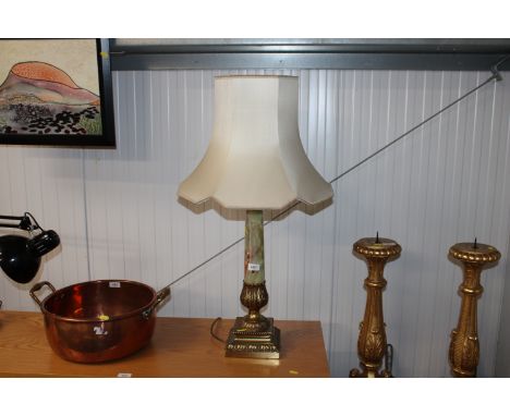 A brass and onyx style table lamp 