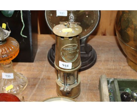 A 'The Protector' brass miners lamp