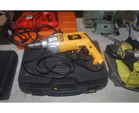 A JCB D-HD1010F corded electric hammer drill in fitted plastic case