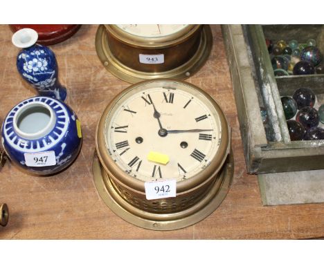 A Celeste brass two hole ships clock